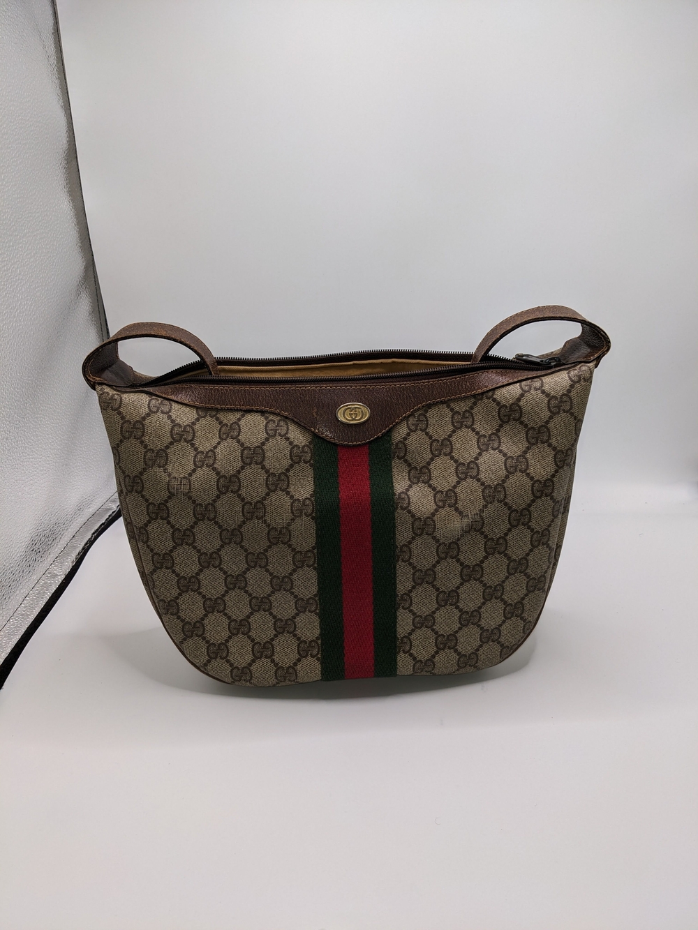 Gucci Vintage GG Supreme Web Stripe Shoulder Bag